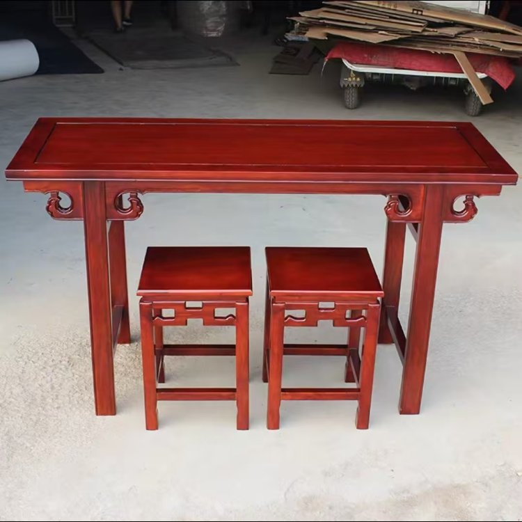 实木书法桌回纹图案